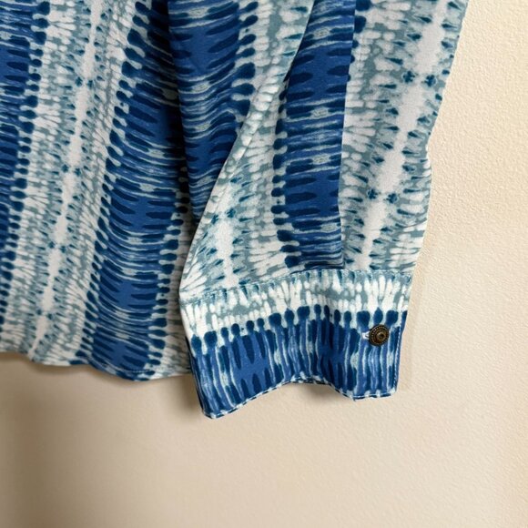 Philosophy Woman Blue/Teal Tie Dye Striped Tunic Pullover Long Sleeve Blouse Top - Picture 5 of 6